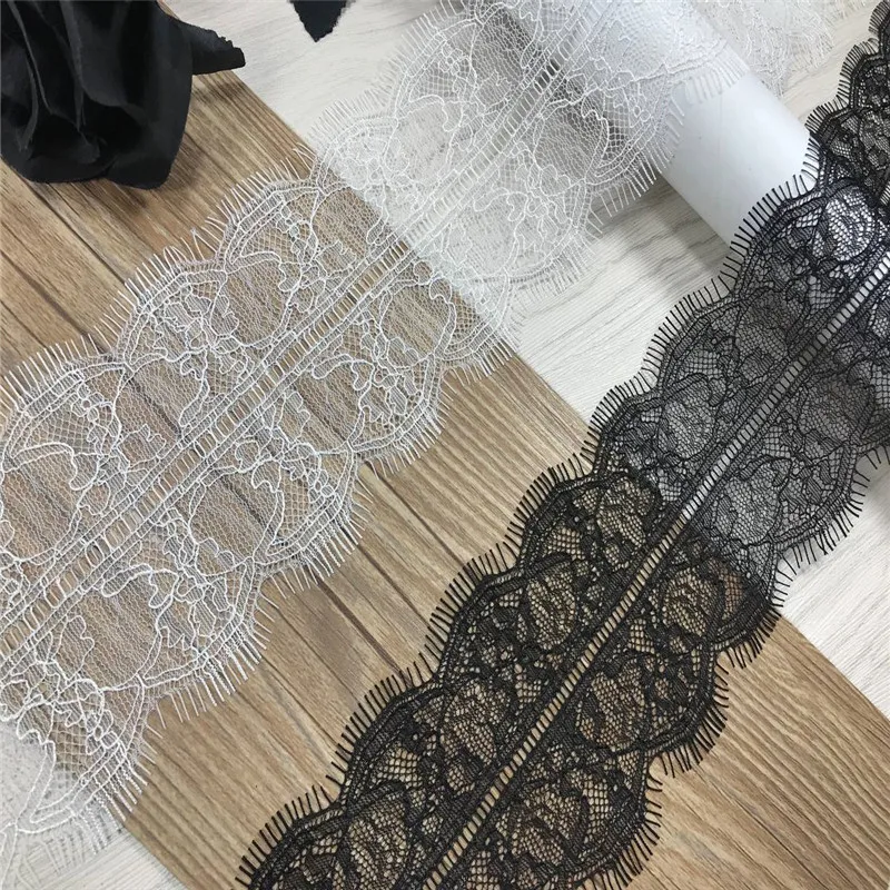 

(9M/Lot) Eyelash Lace Trim Black White Chantilly Lace Trimming DIY Lingerie Sewing Accessories Chantilly Lace For Needlework