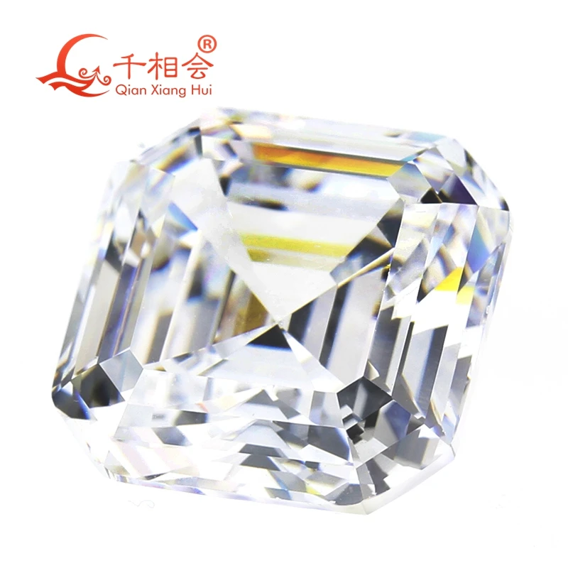 6A quality white color asscher baota shape for cubic zirconia loose CZ stone made by Qian xiang hui