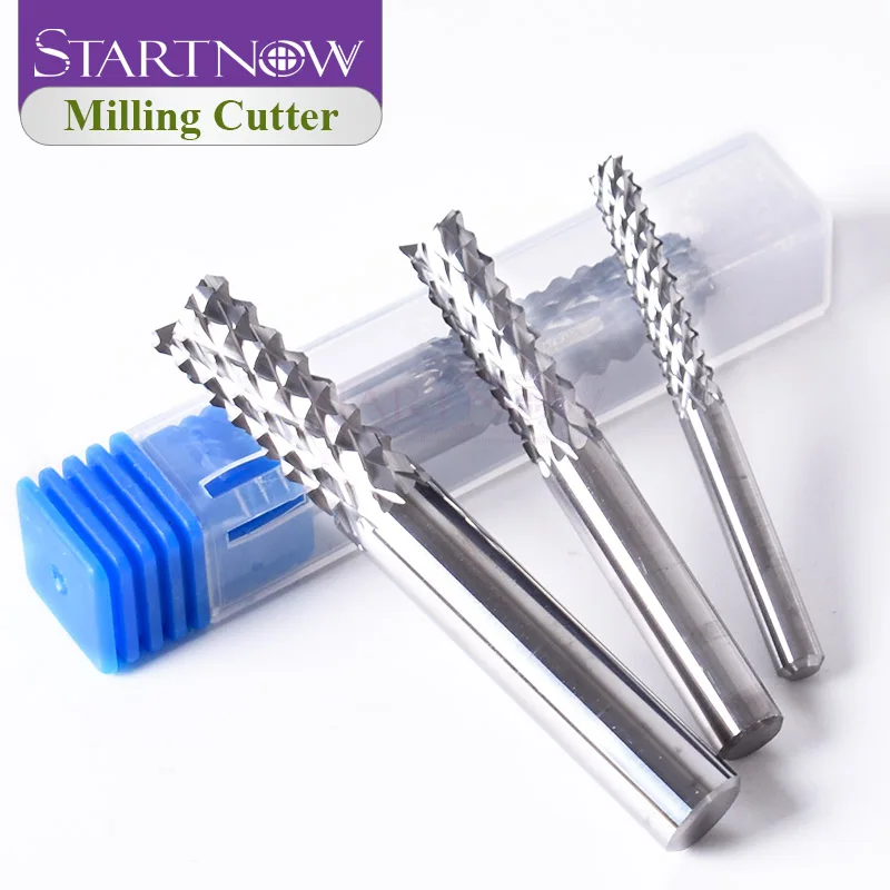 Startnow 5PCS Edge Tooth Milling Cutter 3.175 4 6mm SHK Tungsten Steel PCB Engraving Cutting Router Bits Corn End Mill CNC Tool