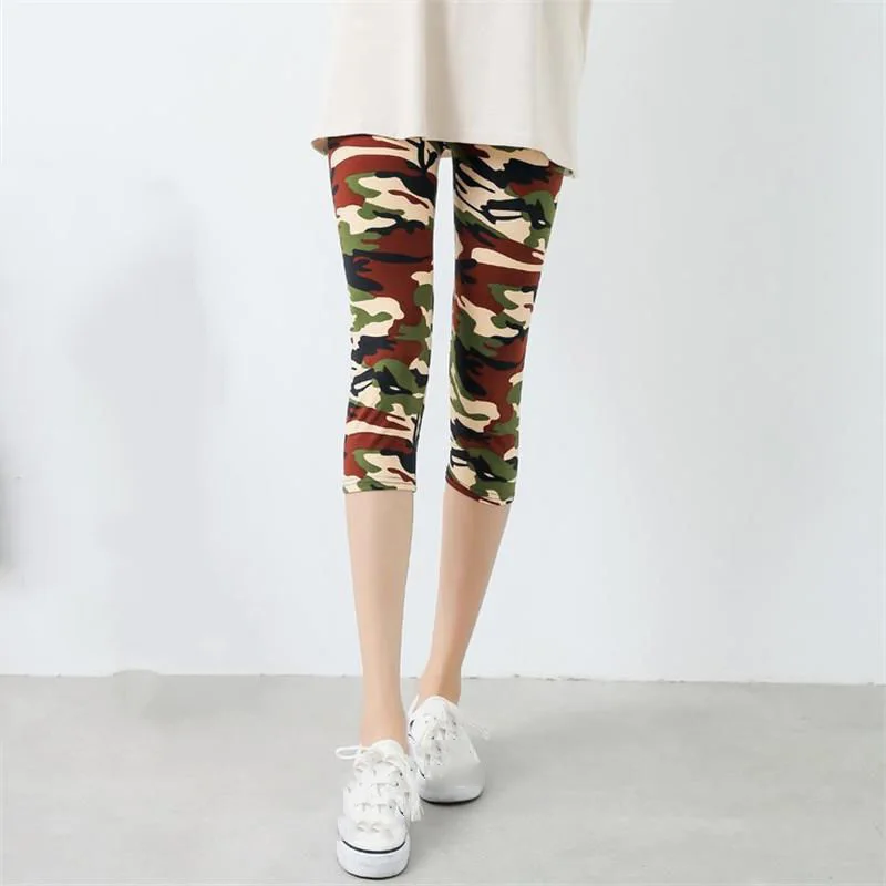 NDUCJSI High Elastic Fitness Leggins Camouflage Printed Leggings Sexy Pants Women Lady Green Polyester Capris Workout Trousers