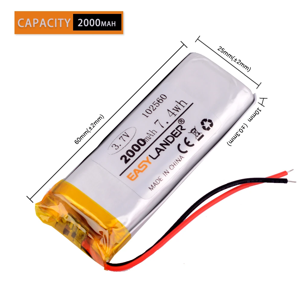 3.7V 2000mAh 102560 akumulator litowo-polimerowy akumulator litowo-jonowy do E-book power bank DIY Tablet PC