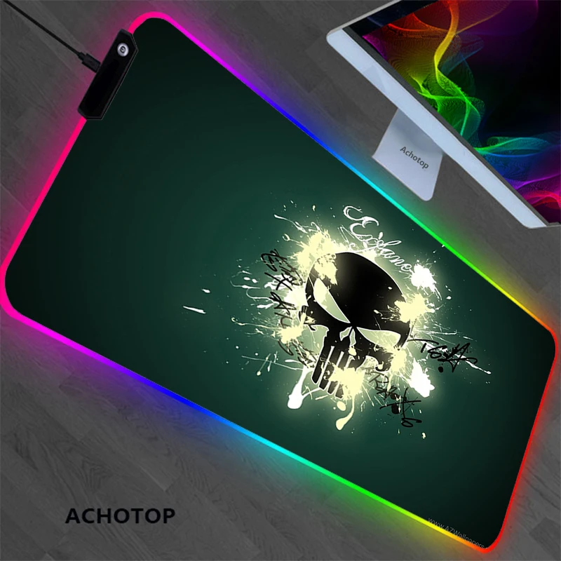 

Skull Personalized Fabric Mouse Pad Art Table Mat RGB Office Carpet Desk Pad Mouse Mat Black Big Mousepad Mat for Computer Table