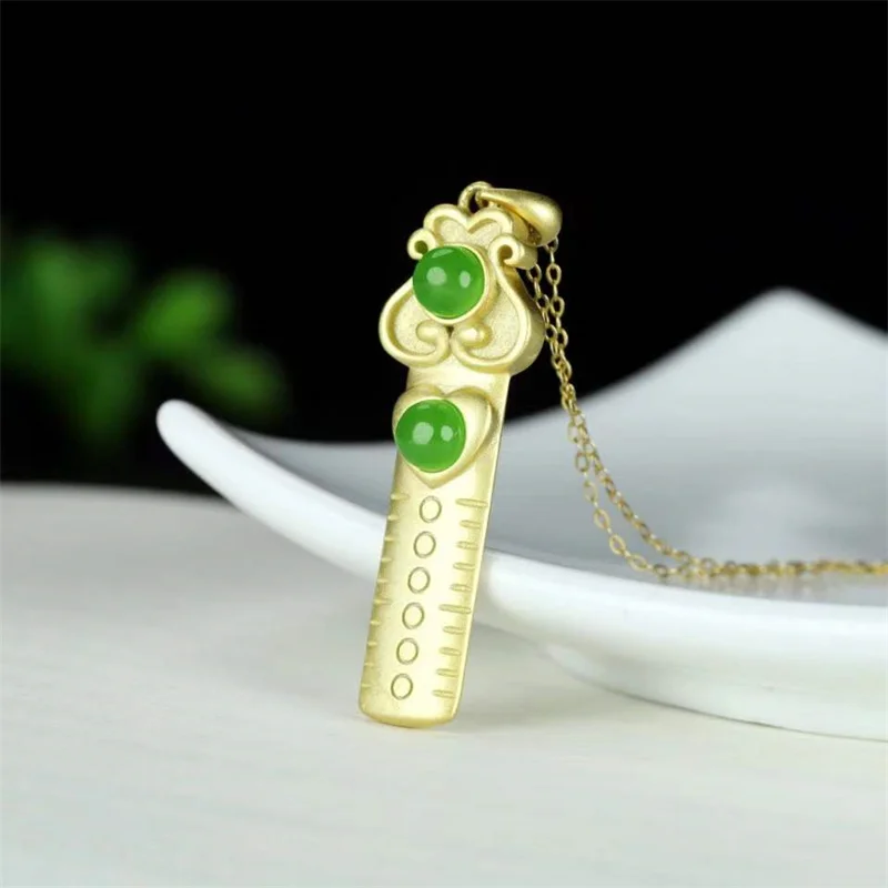 Hot Selling Natural Hand-carved Chalcedony Gufajin Inlay Jade Brand Necklace Pendant Fashion Jewelry Men Women Luck Gifts