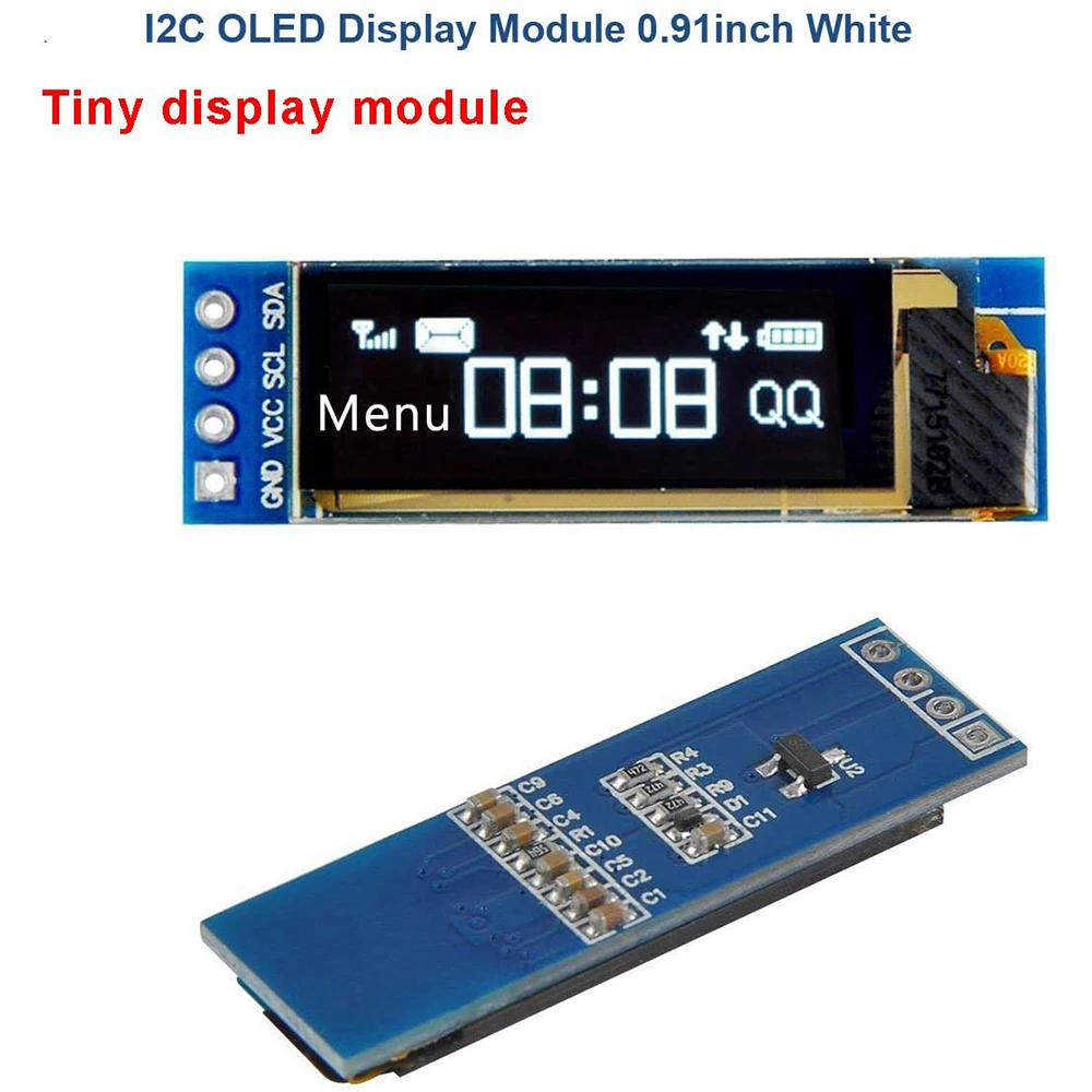 1pc I2C OLED LCD Display Module 0.91 Inch I2C SSD1306 OLED Display Module White/Blue Screen Driver DC 3.3~5V for Arduino