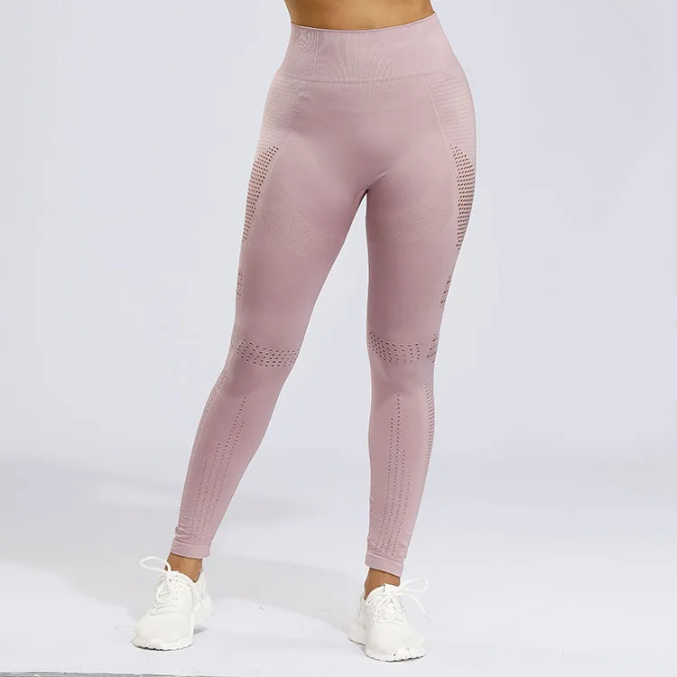 

Women Sports Pants Gym Leggings Yoga Seamless Pants Hollow Out Stretchy High Waist Fitness Leggings Tummy Control Running Pants