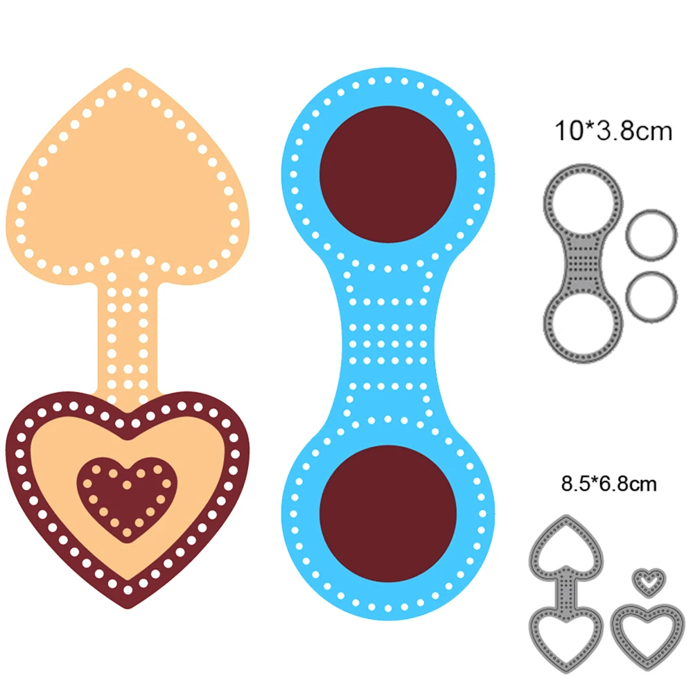 Heart-shaped circle keychain Metal cutting die scrapbook template DIY photo stamp album card decoration embossing cut die