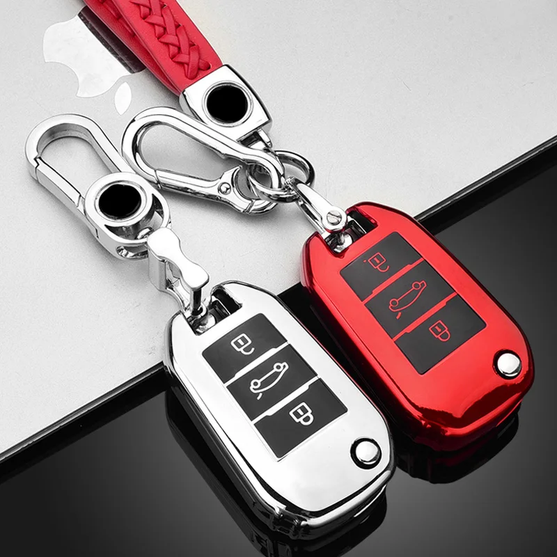 TPU obudowa kluczyka do samochodu pokrywa dla Peugeot 3008 208 308 508 408 2008 307 4008 dla Citroen C4 C4L kaktus C3 C6 C8 3 przycisk kluczyk Flip