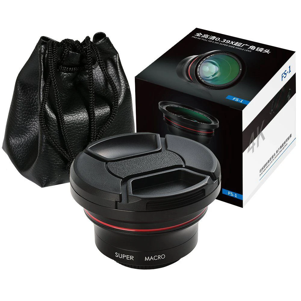 Camera Wide Angle Lens Micro Lens Kits fits 1080P 4K Camcorder ORDRO FS-1 0.39X 37mm for Video Recording