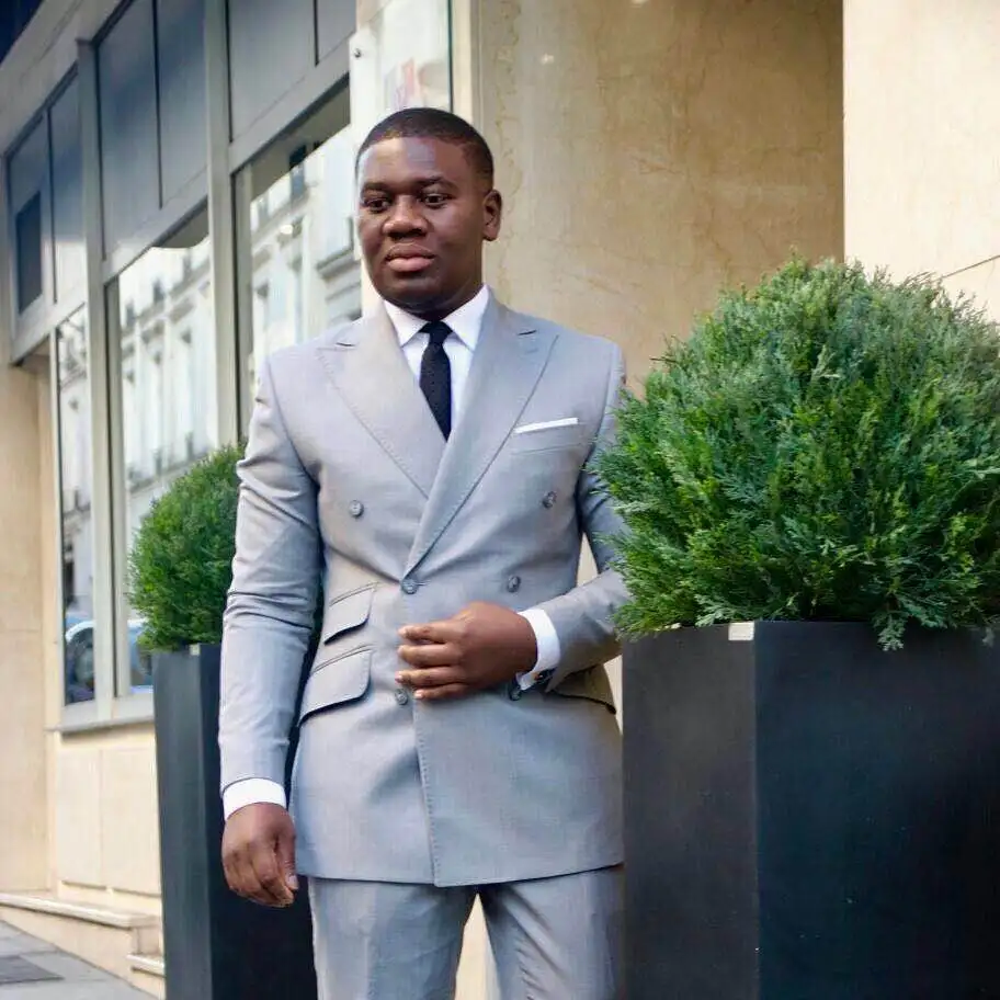 

JELTONEWIN Groom Wedding Suit Dress Grey 2 Piece Men's Sets Double Breasted Suit Elegant Formal Tuxedo Tailor Made Men Clothing