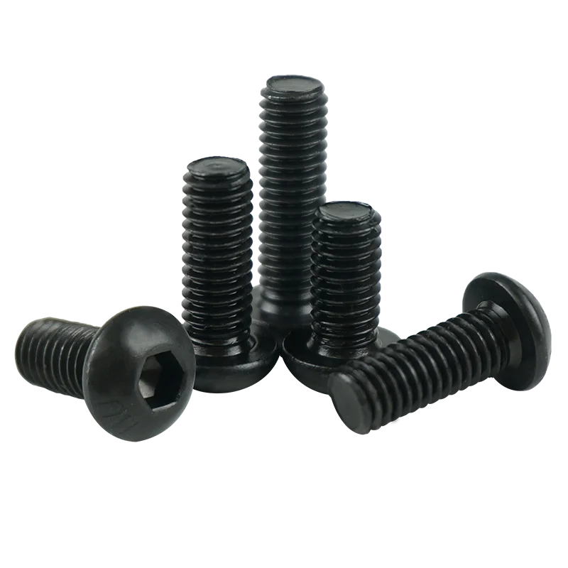 LUCHANG 100pcs M2 M2.5 Cross Cup Half Round Pan Head Black Grade 10.9 Carbon Steel Hex Socket Head Cap Button Screw