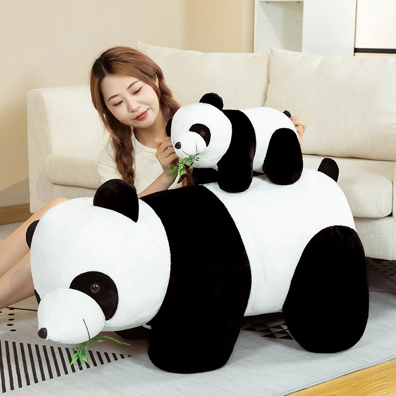 Panda de peluche Kawaii de 20cm, almohada encantadora con hojas de bambú, oso de Animal de peluche suave, bonito regalo de cumpleaños para niños