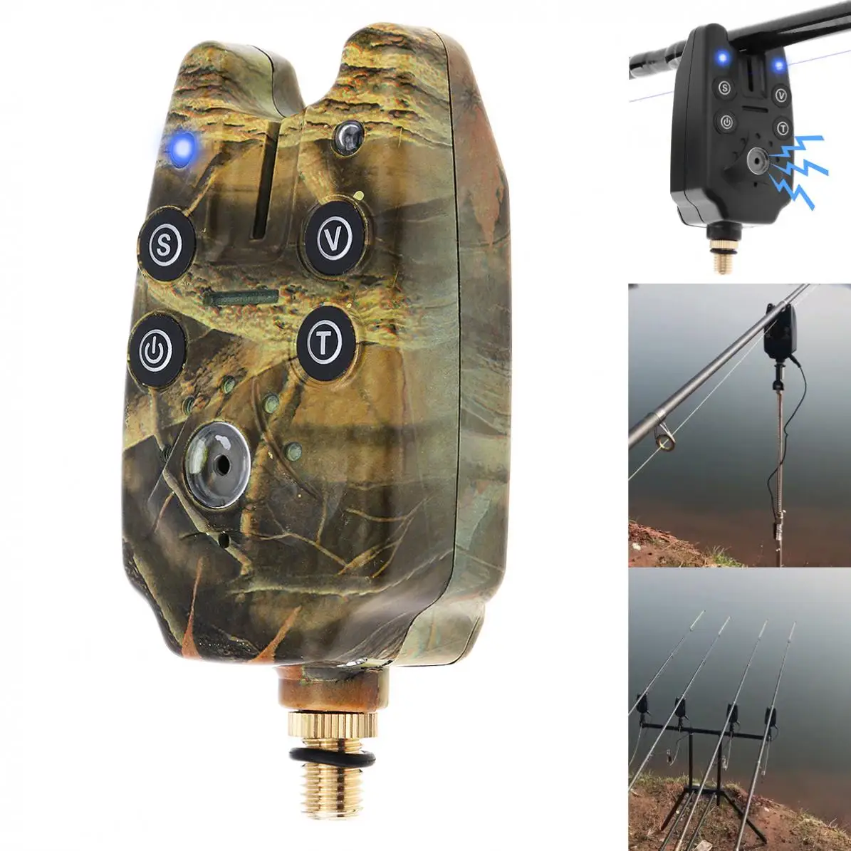 

2 LEDs Blue Light Carp Fishing Bite Alarm Adjustable Tone Volume Sensitivity Sound Fish Bite Alert