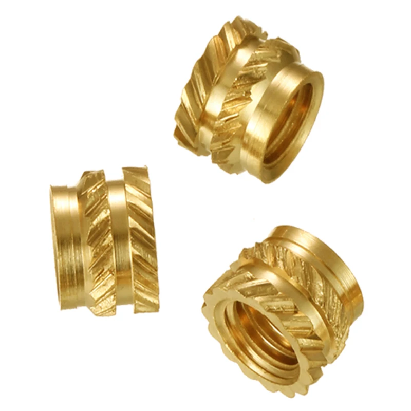 M2.5Brass Hot Melt Insert Nuts Heating Molding Copper Thread Insert Nut Double Twill Knurled Injection nut 261