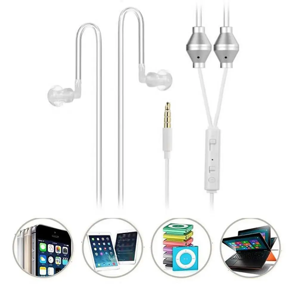 3.5mm Air Tube Earphone Portable Headphones Universal Anti-Radiation Binaural Air Tube Earphones with Mic for iPhone Air Pods