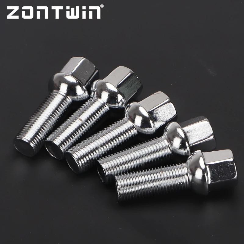 5Piece 28/35/40/45/50/55/60mm lengthen Steel Wheel Bolts M14 x 1.5 12x1.5mm WHEEL NUTS SEAT SUIT FOR VW Volkswagen