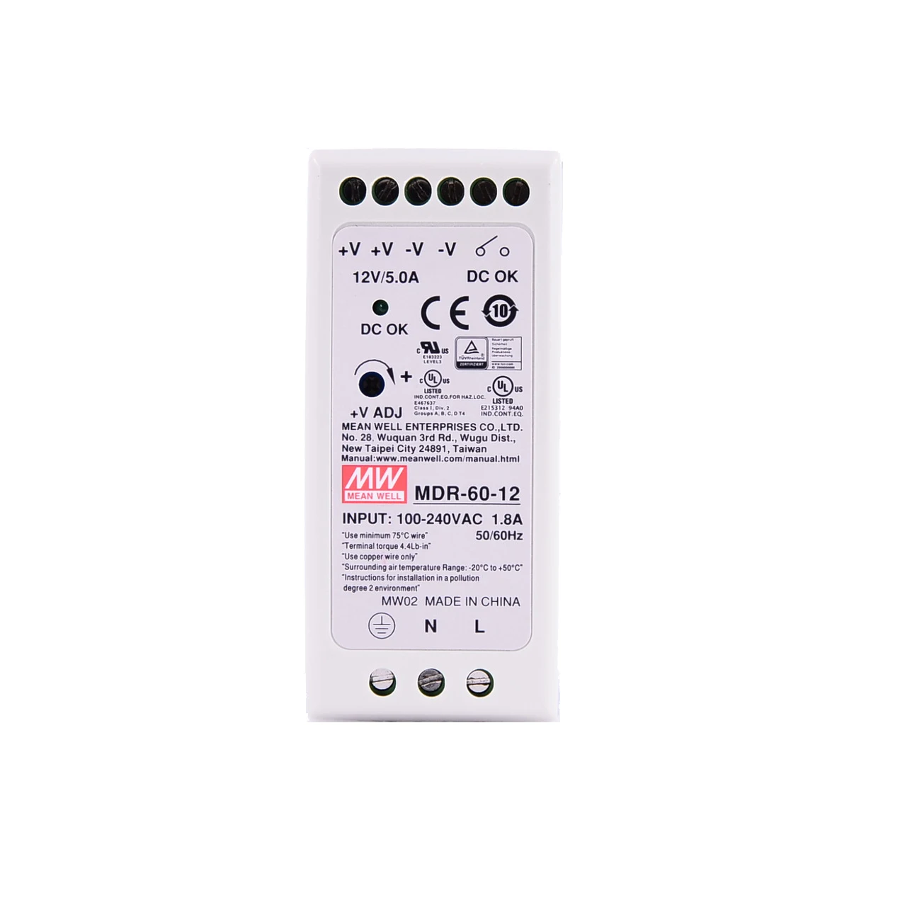 Original Mean Well MDR-60-12 DC 12V 5A 60W meanwell Single Output Industrial DIN Rail Power Supply