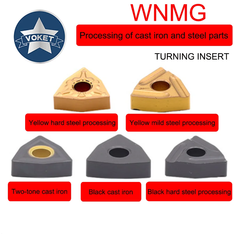 

VOKET CNC turning blade WNMG 080408 080412 peach-shaped alloy blade cast steel slotting medium rough finishing knife grain