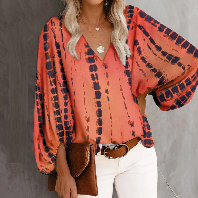 Blusa holgada de manga larga con cuello en V para mujer, ropa de calle de gran tamaño, XXXL, informal, elegante
