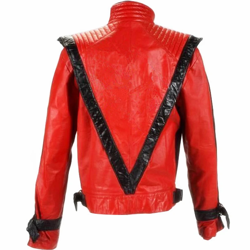 Cosplay Punk Rock Roll Pop Stars Clothing Jean MJ Michael Style Jacket in Red PU Leather