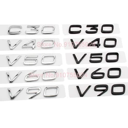 Nameplate Logo Sticker C30 C40 C50 C60 C70 C80 C90 V30 V40 V50 V60 V70 V80 V90 For Car Trunk Letters Emblem Black Chrome