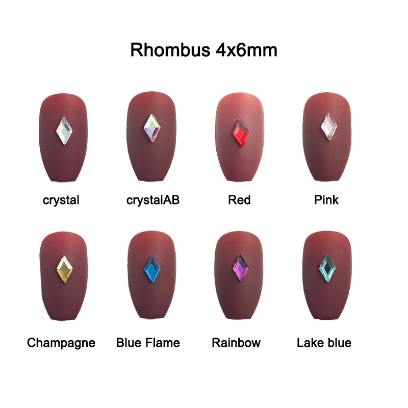 30pcs/100pcs Mini Rhombus Nail Art Rhinestone Flat Back Colorful Crystal 3D Fingernail DIY Decoration Accessories