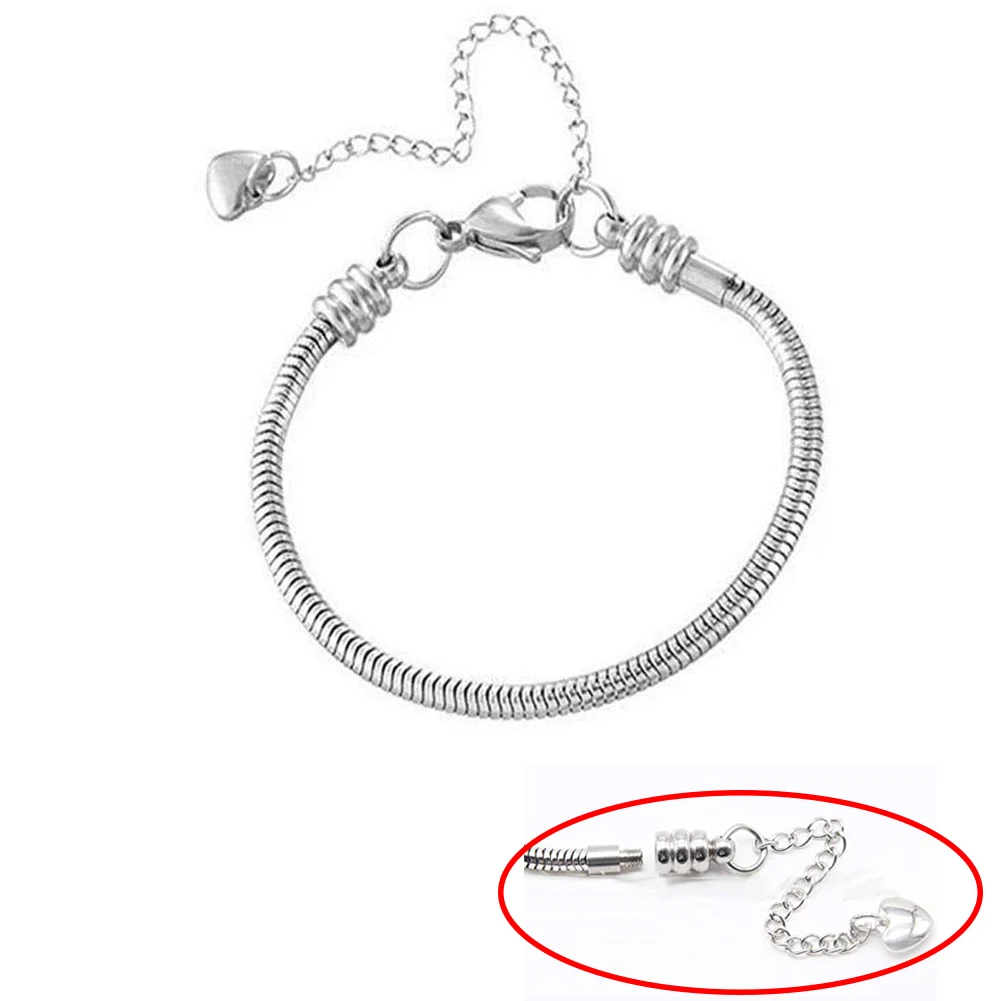 Unisex Stainless Steel Snake Chain Jewelry Women Girls Fit European Original Charm Bracelet DIY Bead Charms Jewelry Makings