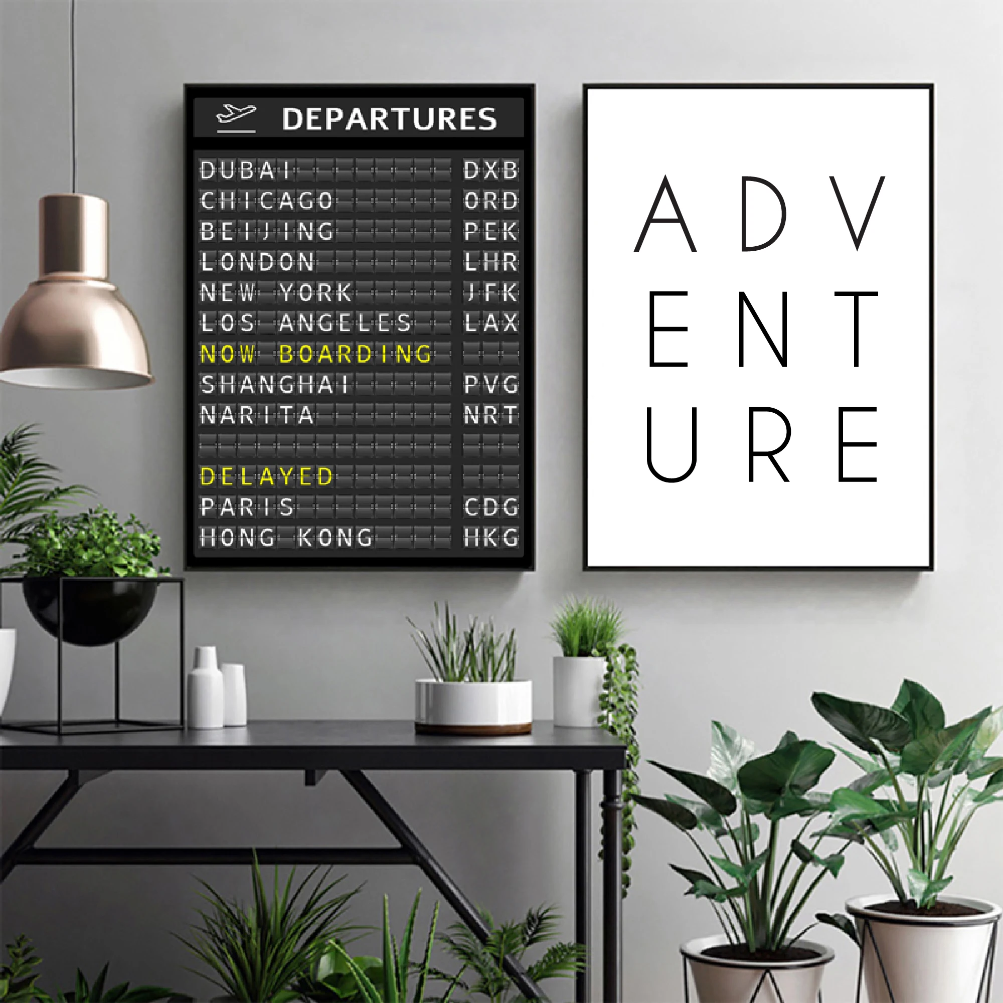 anime decoration Canvas Painting AIRPORT BOARD Board Posters and Animes Travel Board Quote Art Pictures Decoration