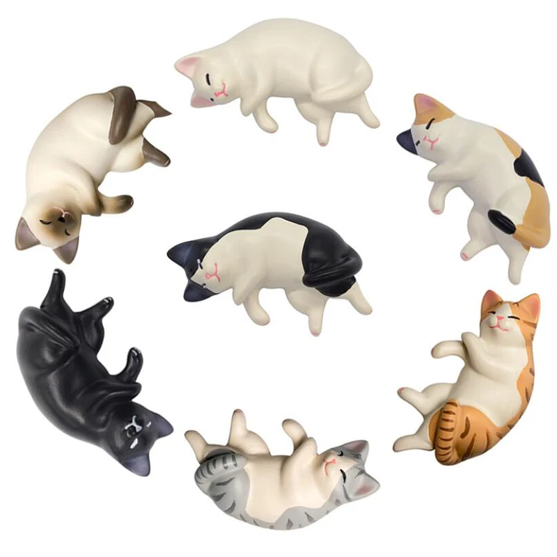 3Pcs Lazy Cat Refrigerator Magnet Message Photo Wall Sticker Creative Cute Sleep Cat Home Decoration Accessories