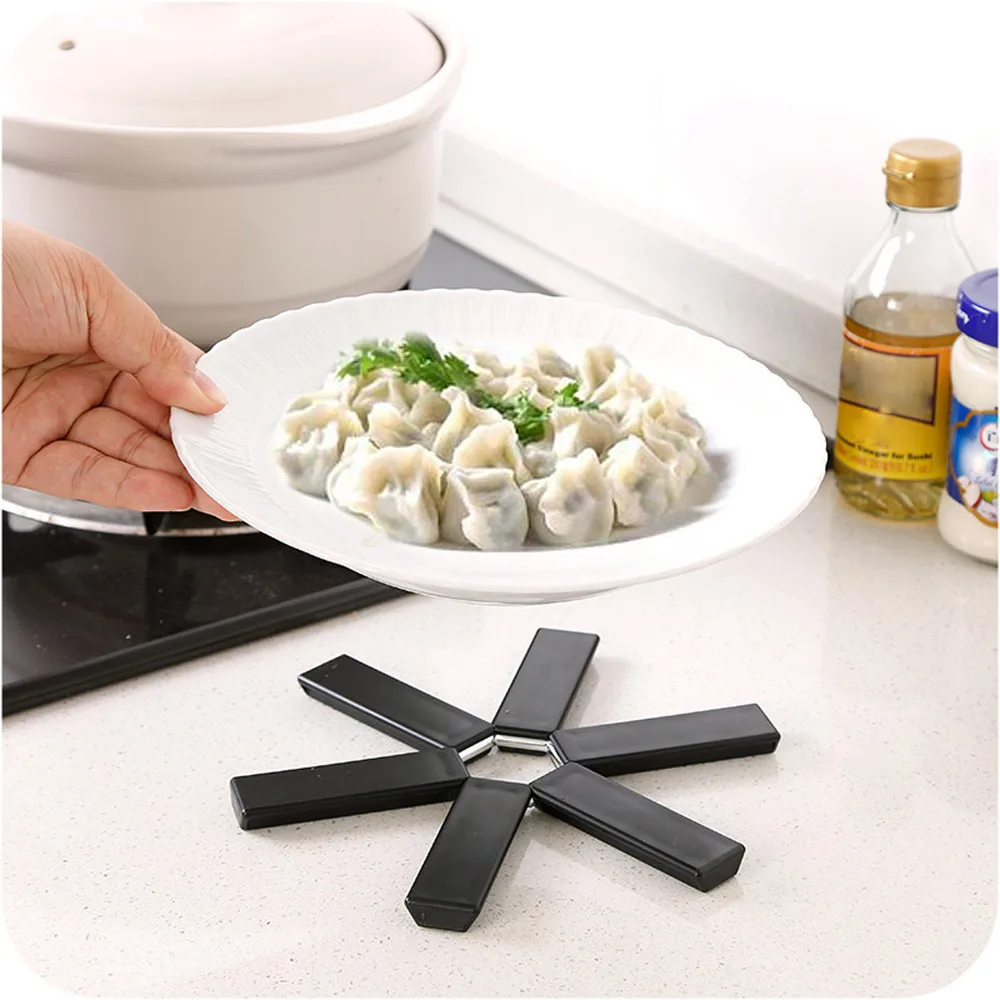 

Creative Black Foldable Non-slip Heat Resistant Placemat Trivet Pan Pad Pot Holder Mat Coaster Cushion Kitchen Accessories 1pcs