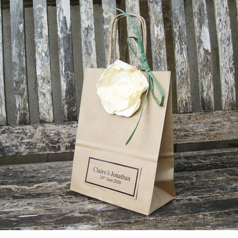 personalized  Wedding favour bag SMALL with paper Rose flower favour bag  SMALL 15cm x 19.5cm x 8cm mr and mrs Engagement bags