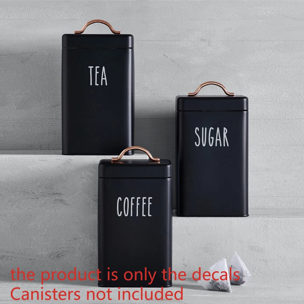 Tea Coffee Sugar Canisters Jar Labels Kitchen Decals Stickers Dining Room Resturant Vinyl Decor