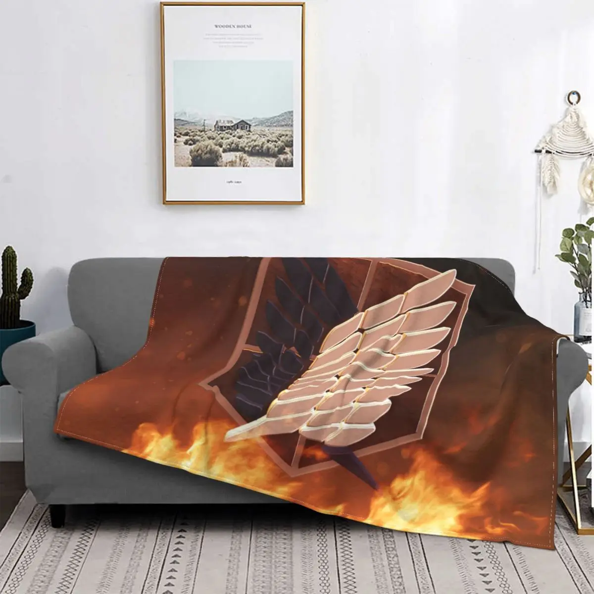 

Anime,Attack On Titan Blankets Fleece Decoration Ultra-Soft Throw Blankets for Bedding Bedroom Plush Thin Quilt