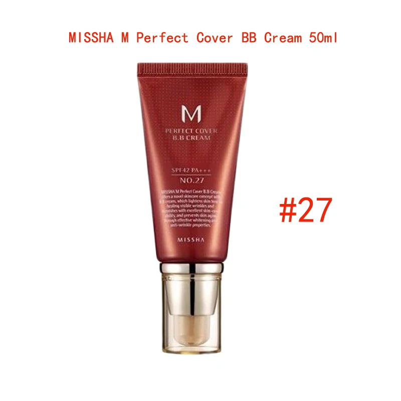 MISSHA M Perfect Cover BB Cream 50ml #27 #23 #21 #31 Korean Cosmetics Moisturizing Foundation Air-permeable Natural Makeup