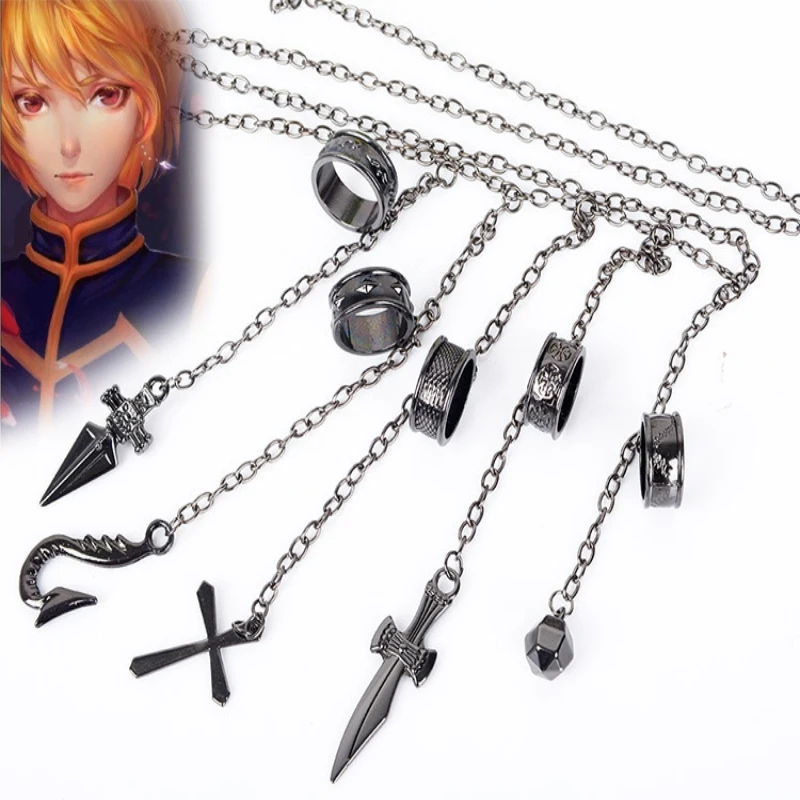 

Lateefah Cartoon Hunter x Saber Kurapika Cosplay Costume Prop Metal Ring Accessories Alloy Fashion Pendant Chain for Gift