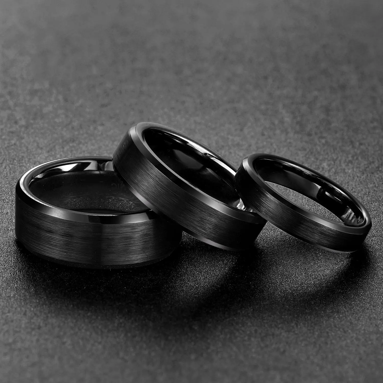 Kolmnsta 4/6/8mm Black Ceramic Ring Men Brushed Comfort Fit Couple Wedding Band Engagement Rings For Men Women Size 4-15 Anel