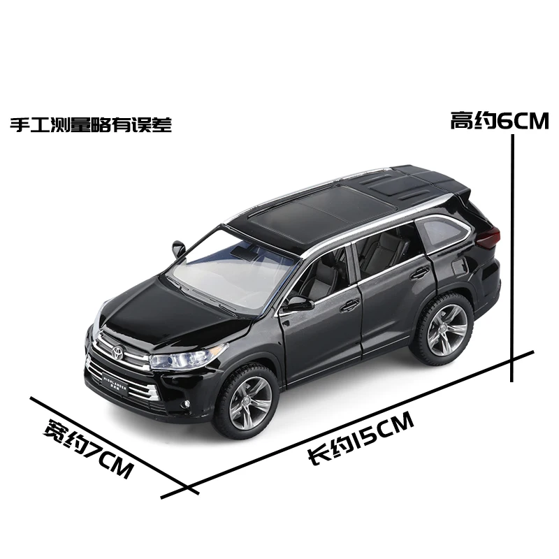 1/32 Toyota Highlander Alloy Diecast Car Model Toy Off Road Vehicle Model With Pull Back Sound Light Model For Children Car Toys