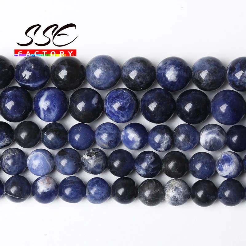 Wholesale Blue Sodalite Stone Beads Jaspers Round Loose Beads 15'' 4 6 8 10 12mm For Jewelry Making DIY Bracelet Accessories O14