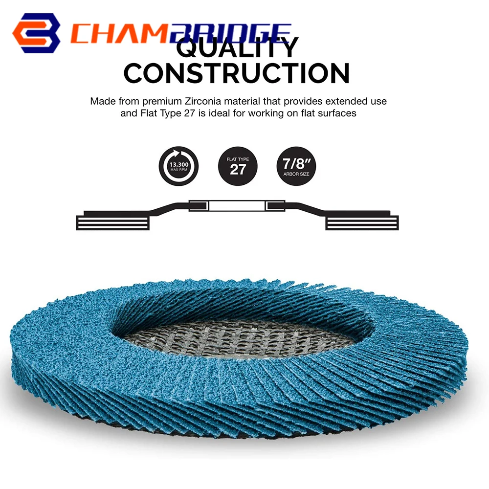 4.5 inch Flap Discs Zirconia Grinding Wheels 40/60/80/120 Grit Professional Flap Discs Sanding Abrasive Blades for Angle Grinder