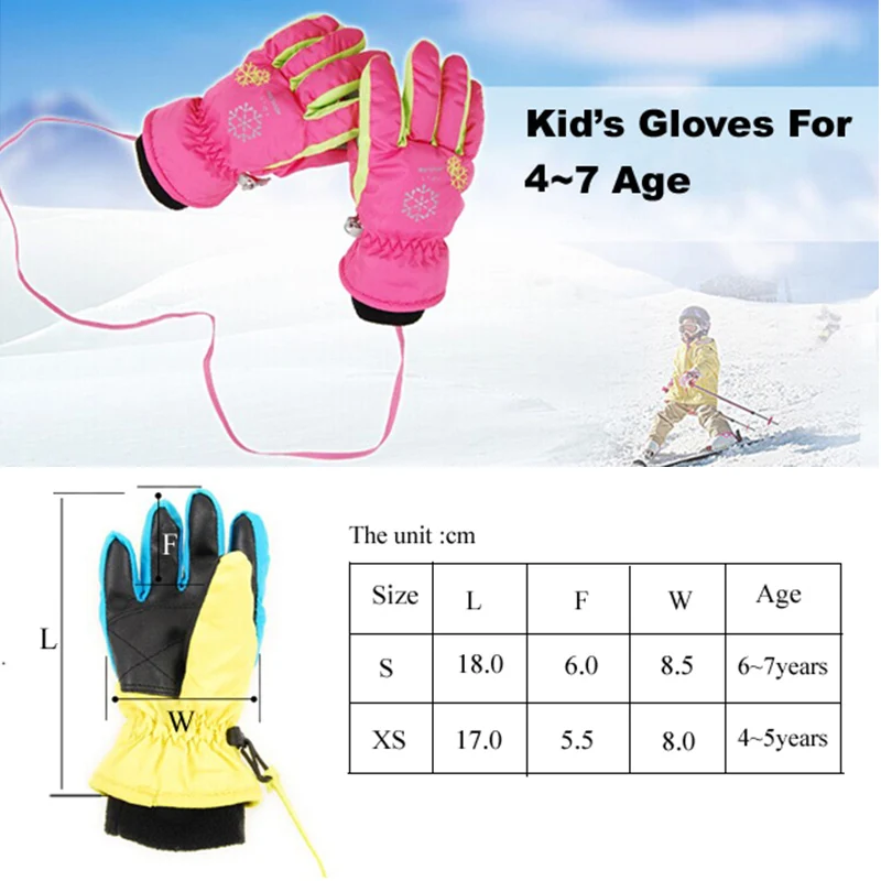 Inverno crianças luvas de neve à prova dwindproof água ao ar livre 4 ~ 7 anos criança esqui snowboard luvas