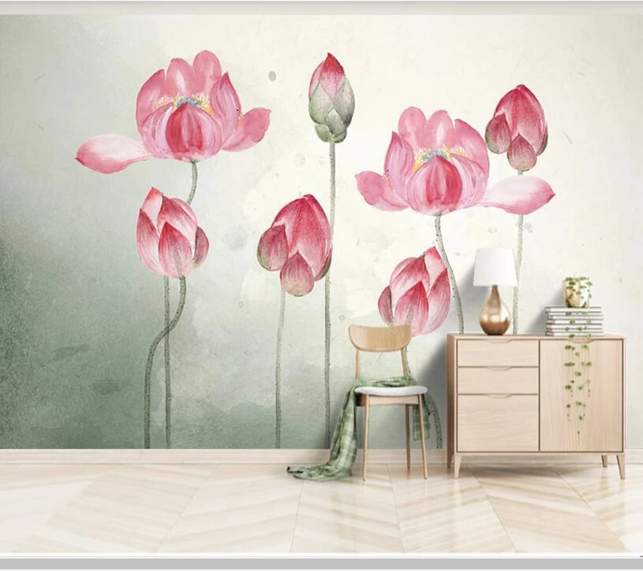 

Papel de parede Chinese style abstract ink lotus retro 3d wallpaper mural,living room tv children bedroom wall papers home decor