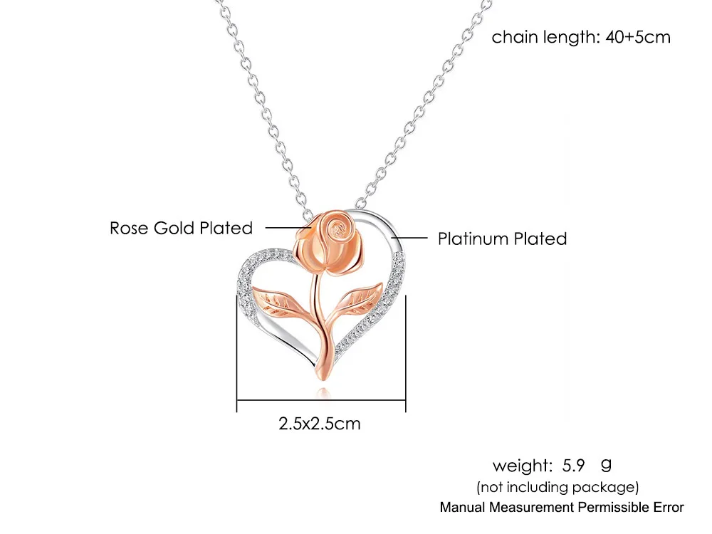 Exquisite romantische Rosen-Anhänger-Halsketten für Damen, eleganter Schmuck für Bankette, Accessoires für Hochzeit und Valentinstag. – Detail 7