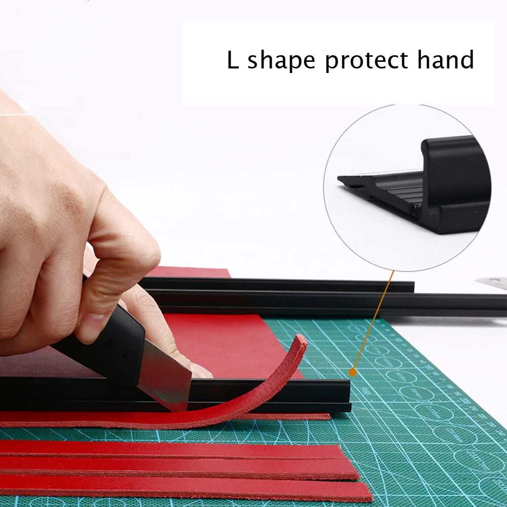 DIY leather craft aluminum alloy L shape protective ruler 20 30 45cm