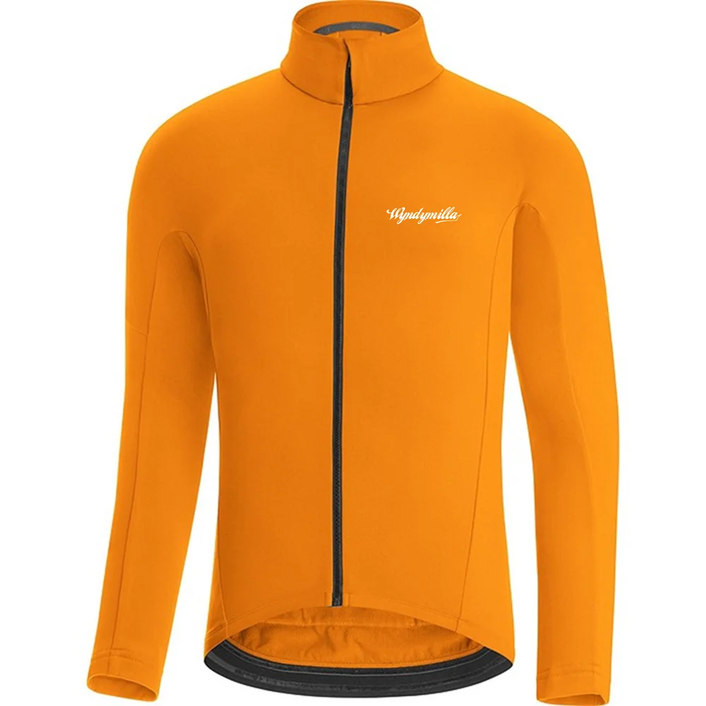 Wyndymilla-Thermal Fleece Cycling Jacket for Men, Long Sleeve Coat, MTB Bike Jersey, Warm Outwear, Winter