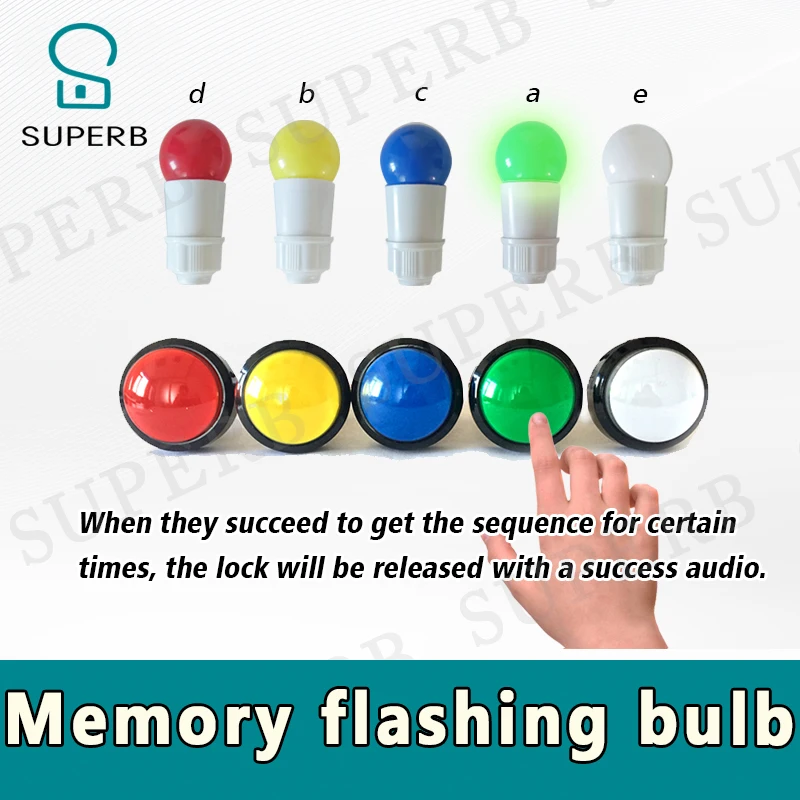 

Real life room escape prop Memory flashing bulb Memory buttons Christmas blubs escape room puzzle from SUPERB adventurer game