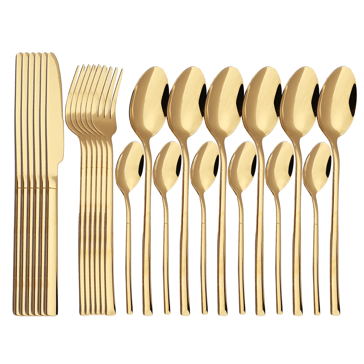 

24Pcs Gold Dinnerware Set Stainless Steel Cutlery Set Knife Fork Spoon Dinner Set KitchenTableware Flatware Set Dishwasher Safe