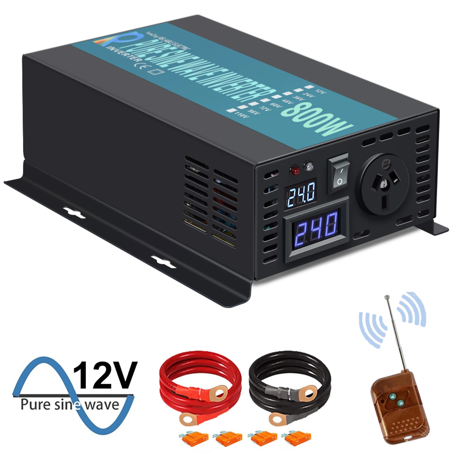 800W Solar Inverter 12V 220V DC TO AC Off Grid System Car Battery Use Pure sine wave Inverter With Remote Control Converter