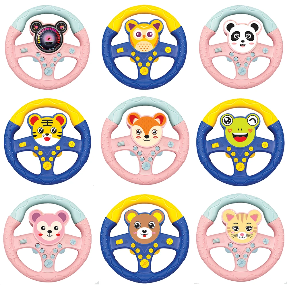 

Eletic Simulation Steering Wheel Animal Model Toy With Light Sound Music Educational Copilot Stroller Steering Wheel Vocal Toys