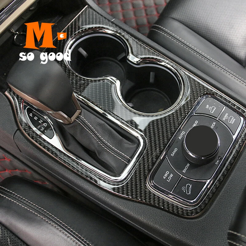 

Car Rear Gear Shift Knob Frame Panel Cover Trim Styling Accessories ABS Carbon Fiber 2014 15 16 2017 for Jeep Grand Cherokee