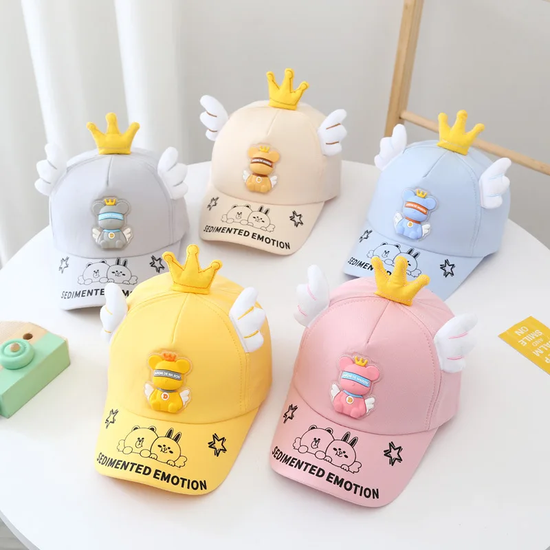 Spring Children Kids Cap Cartoon Crown Bear Baseball Caps Boys Girls Summer Sunshade Hat Baby Casual Dress Collocation Hats