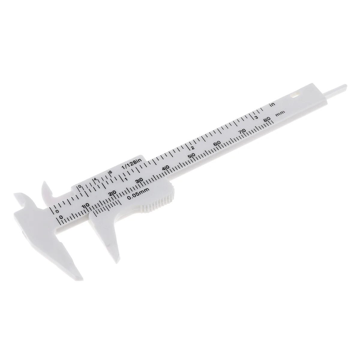 0-80mm Double Scale White Plastic Vernier Caliper with Orange Mini Measurement Tool for Students Antique Measurement